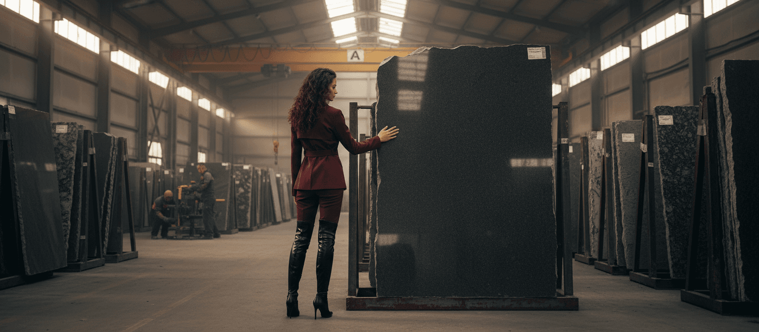 Absolut Black - wizualizacja w magazynie kamienia